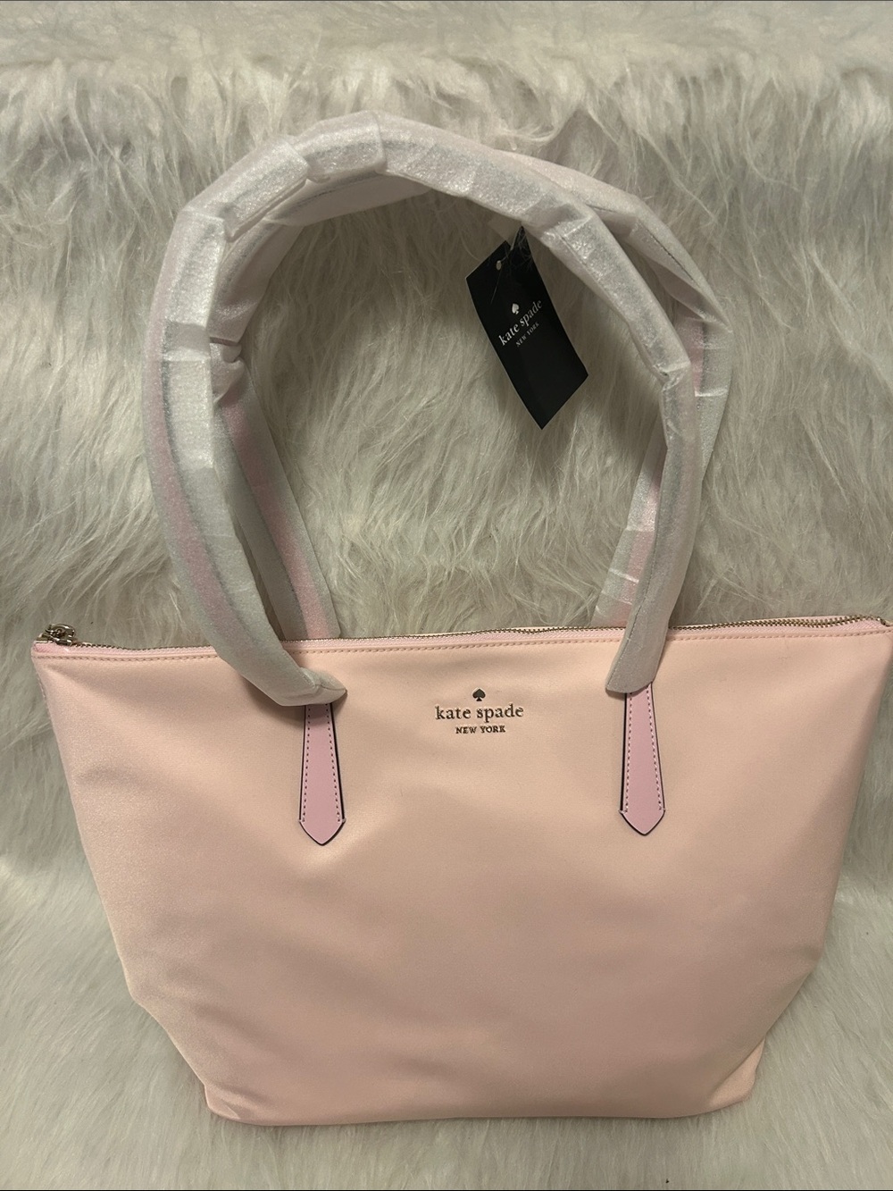 kate spade pink tote with pale pink trim